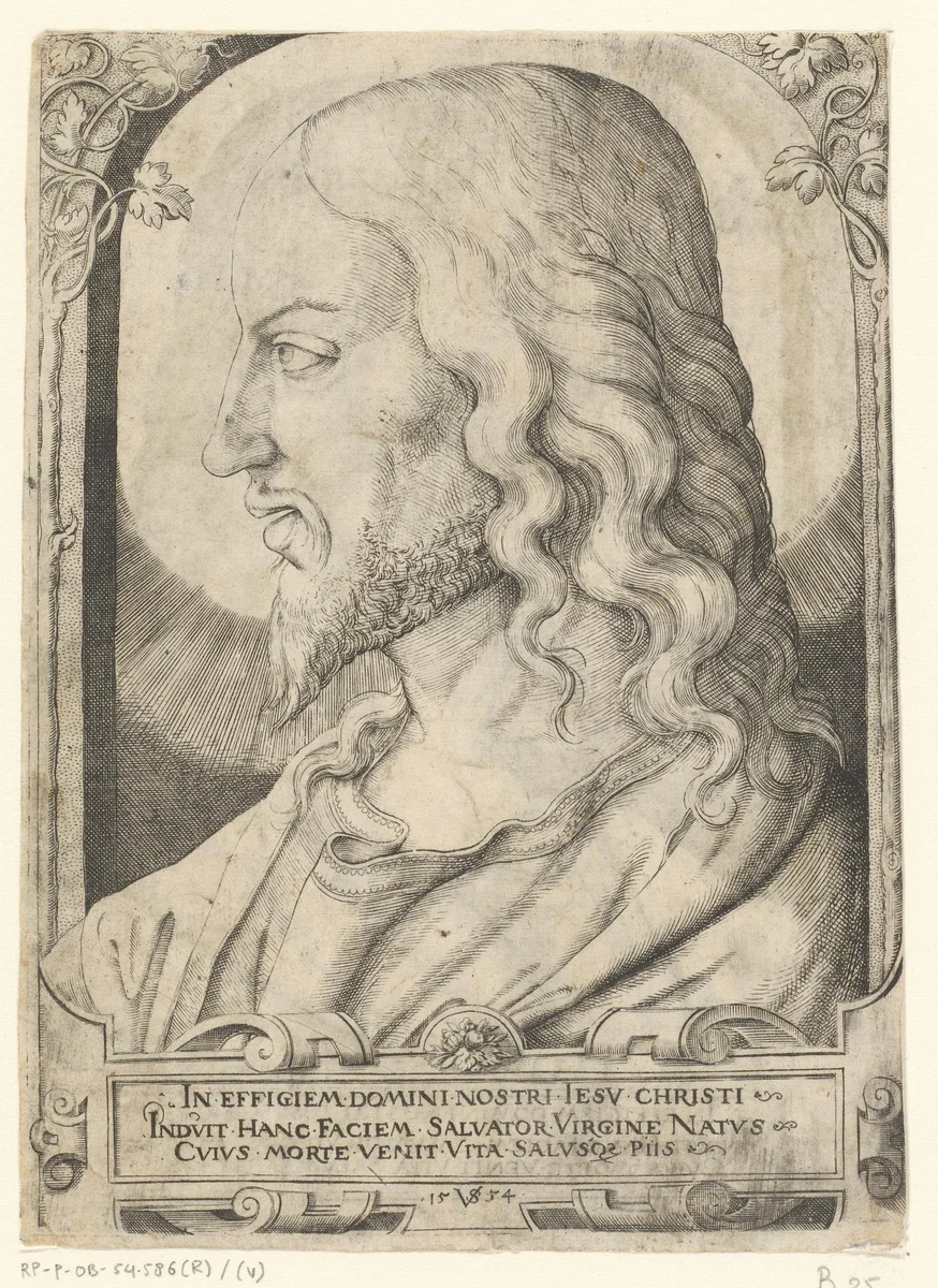 Buste van Christus en profil naar links by Unknown, print, 1554