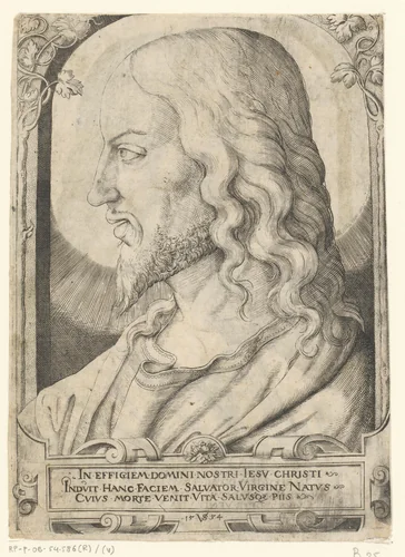 Buste van Christus en profil naar links by Unknown, print, 1554