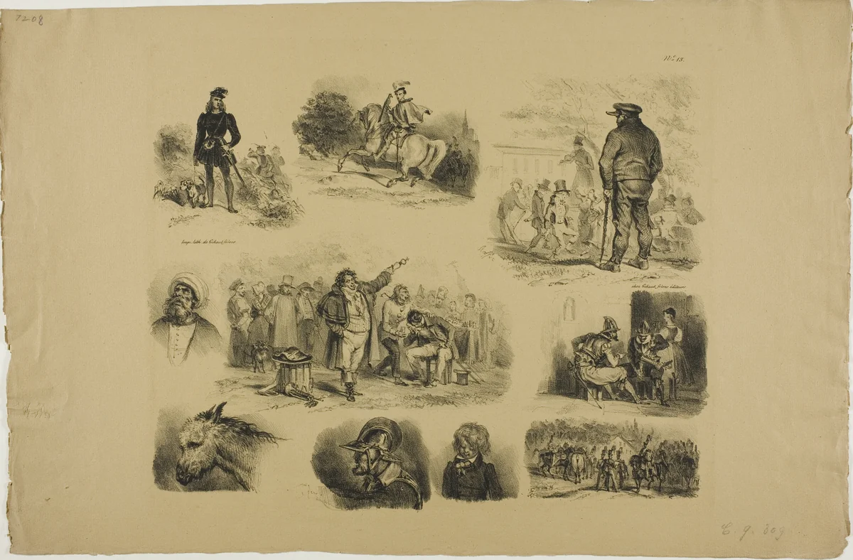 Sheet of Sketches by Denis Auguste Marie Raffet, print, 1829