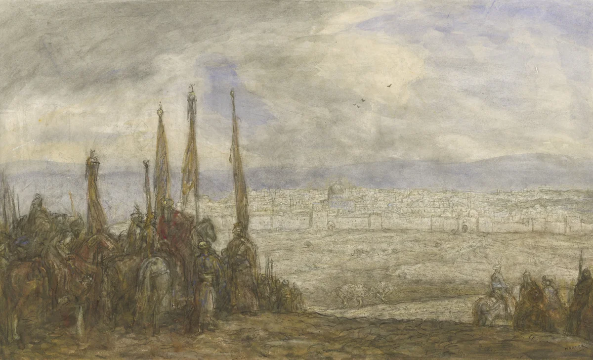 Turks leger voor Jeruzalem by Marius Bauer, drawing, 1877-1932