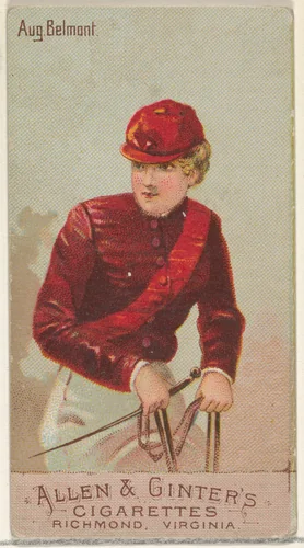 August Belmont, from the Racing Colors of the World series (N22b) for Allen & Ginter Cigarettes by Allen & Ginter, print, 1888