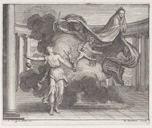 Book 4, Fable 7: Pandora, from "Fables Nouvelles" by Nicolas Henry Tardieu, print, 1719