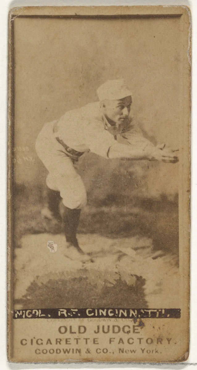 Hugh N. "Little Nick" Nicol, Right Field, Cincinnati, from the Old Judge series (N172) for Old Judge Cigarettes by Goodwin & Company, photograph, 1888