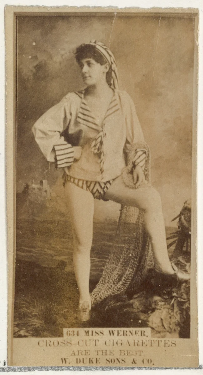 Card Number 634, Miss Werner, from the Actors and Actresses series (N145-3) issued by Duke Sons & Co. to promote Cross Cut Cigarettes by W. Duke, Sons & Co., photograph, 1880-1889