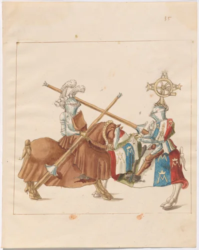 German Joust of Peace by German 16th Century, drawing, 1515