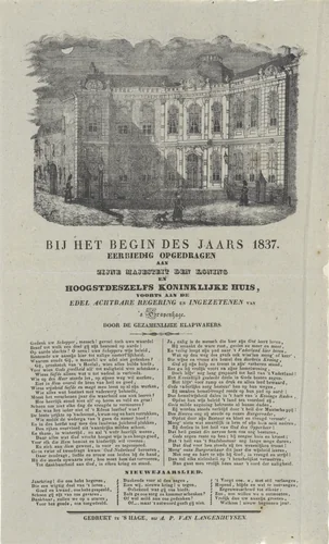 Paleis Kneuterdijk, Den Haag by Hendrik Jacobus Scholten, print, 1836-1837