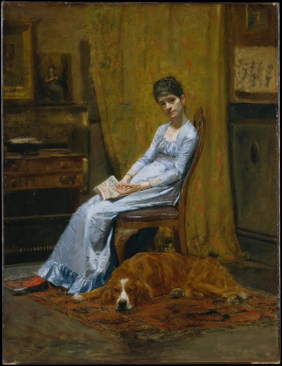 The Artist's Wife and His Setter Dog by Thomas Eakins, artwork, 1881-1889