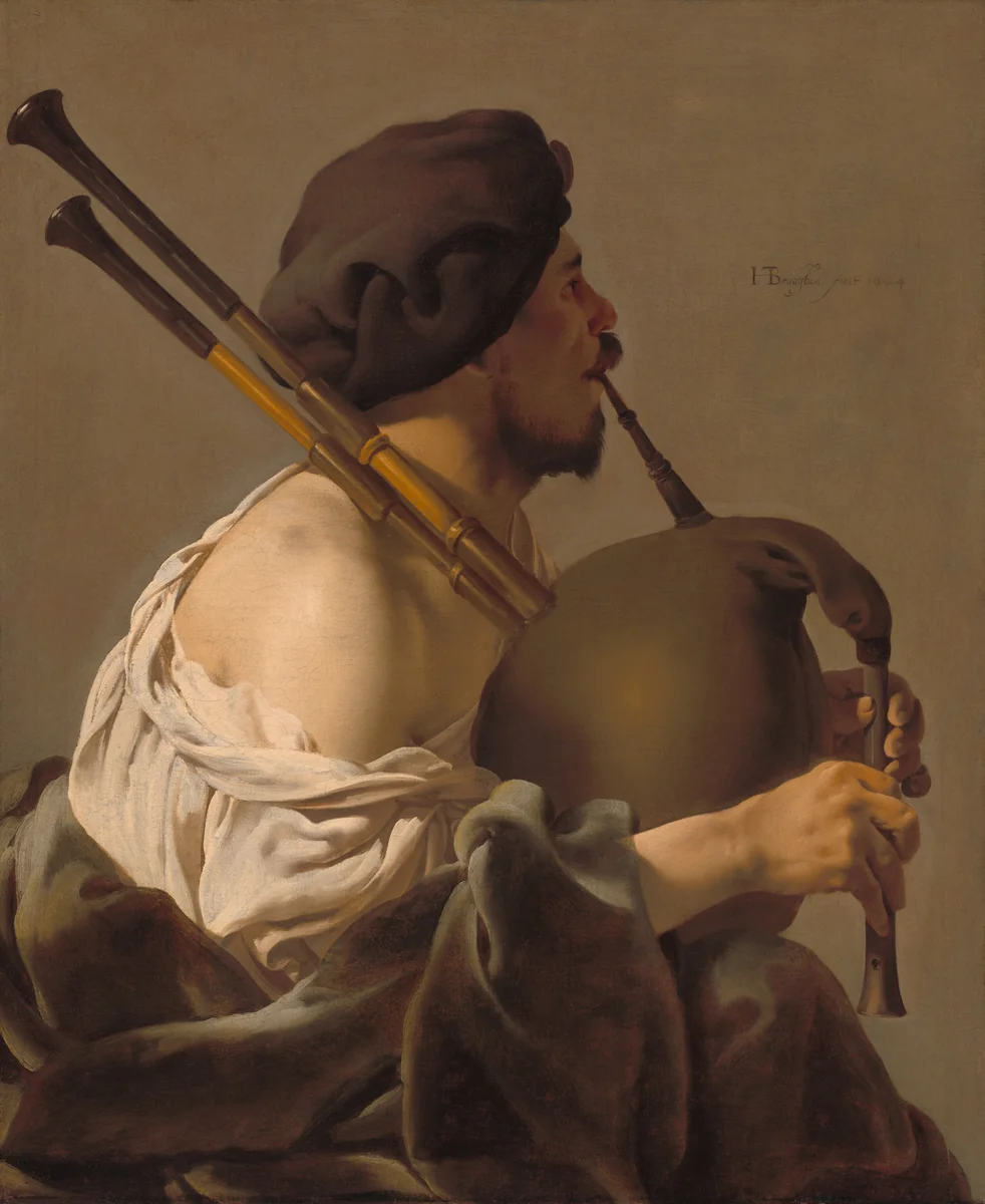 Bagpipe Player by Hendrick ter Brugghen, painting, 1624