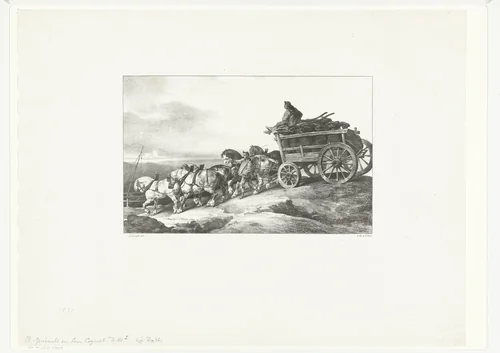 De kolenwagen by Théodore Géricault, print, 1822