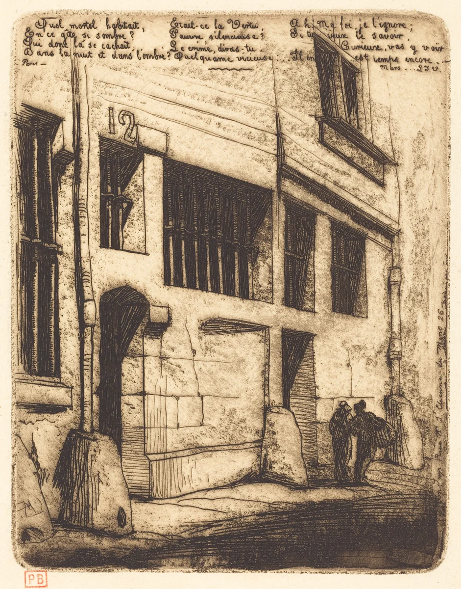 La Rue des Mauvais Garçons, Paris (The Street of the Bad Boys) by Charles Meryon, print, 1854