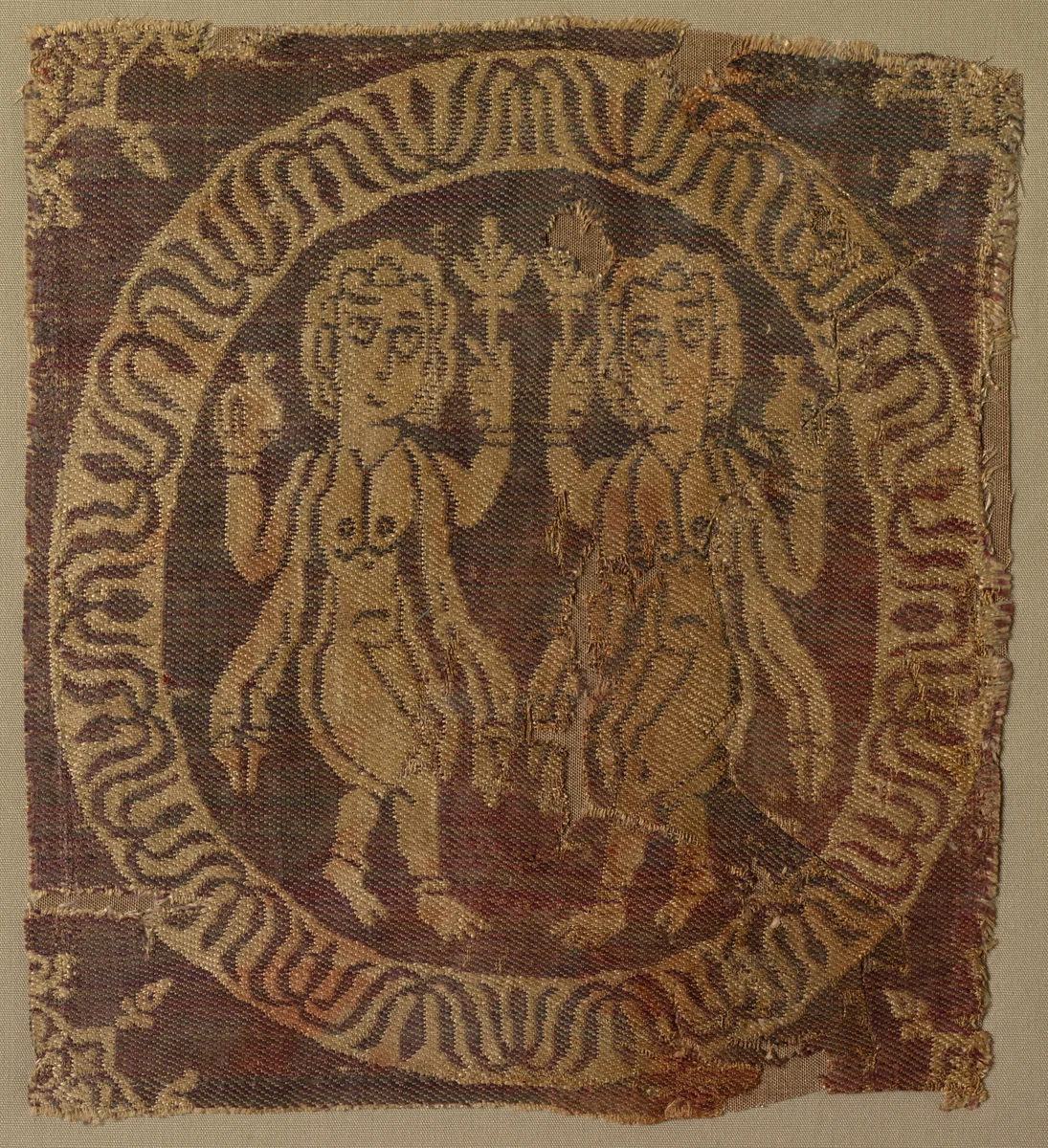 Nude Female Dancers from a Tunic by Unknown, textile, 700-799