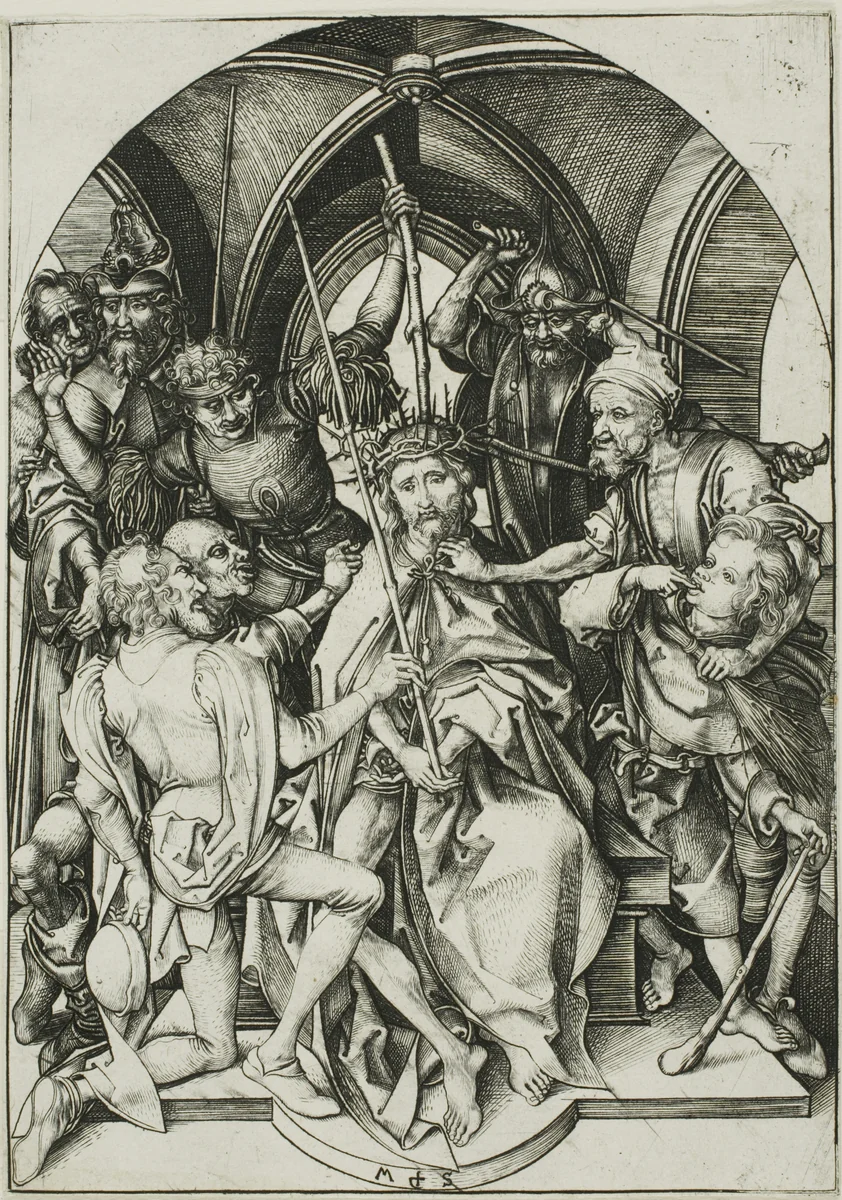 Christ Crowned With Thorns, from The Passion by Martin Schongauer, print, 1470-1480