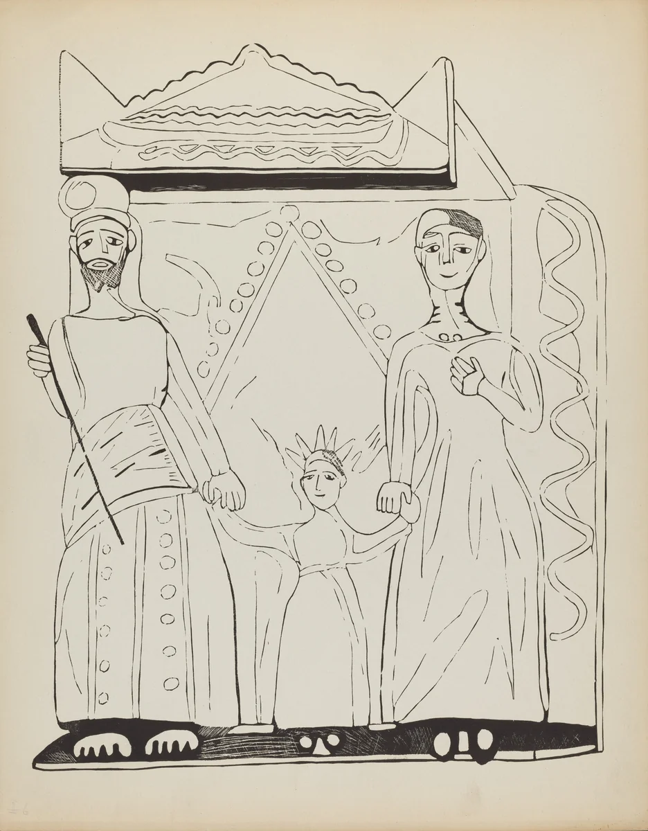 Plate 28: The Holy Family: From Portfolio "Spanish Colonial Designs of New Mexico" by American 20th Century, index of american design, 1935-1942
