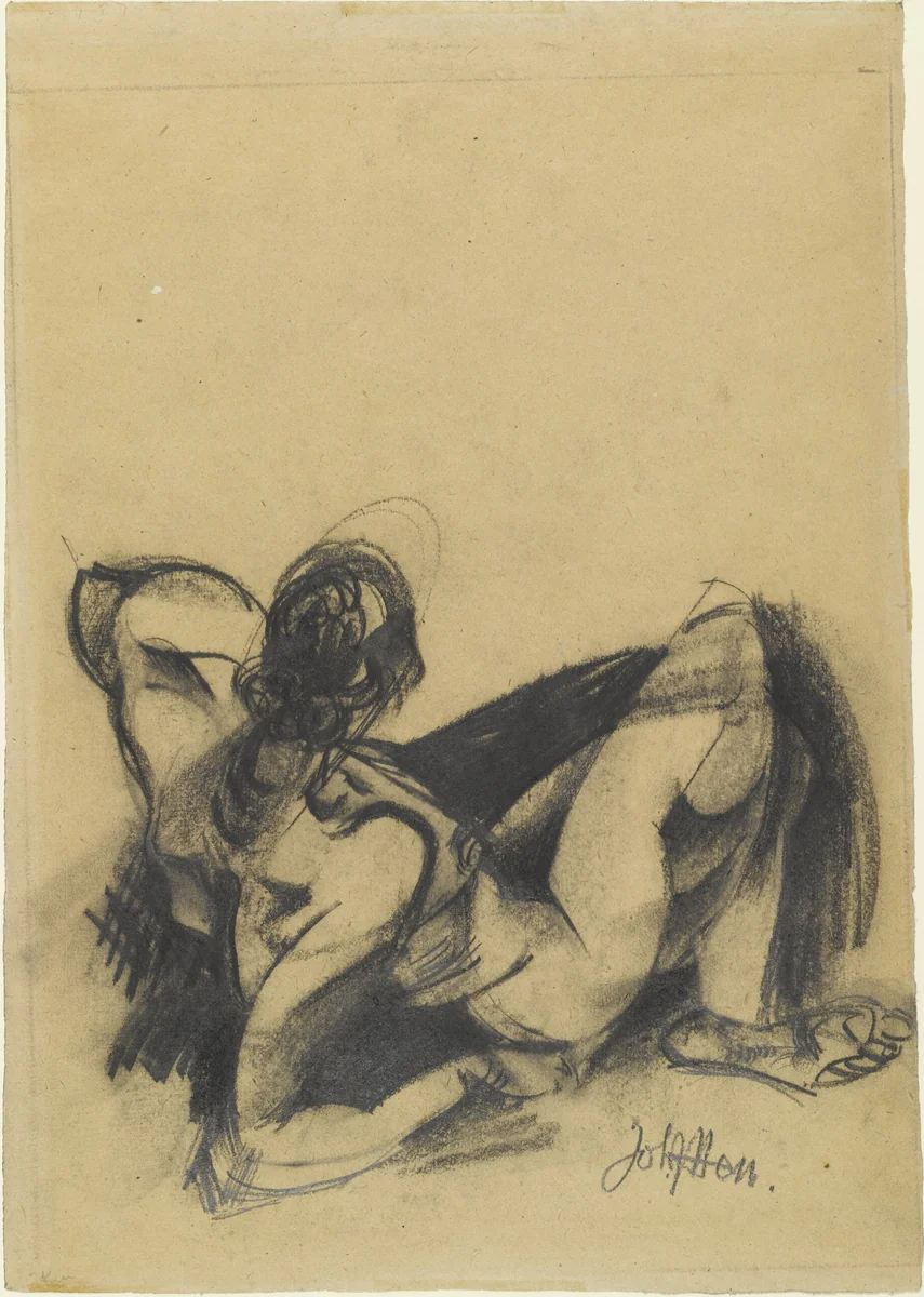 Female Nude (Weiblicher Akt) by Johannes Itten, drawing, 1917