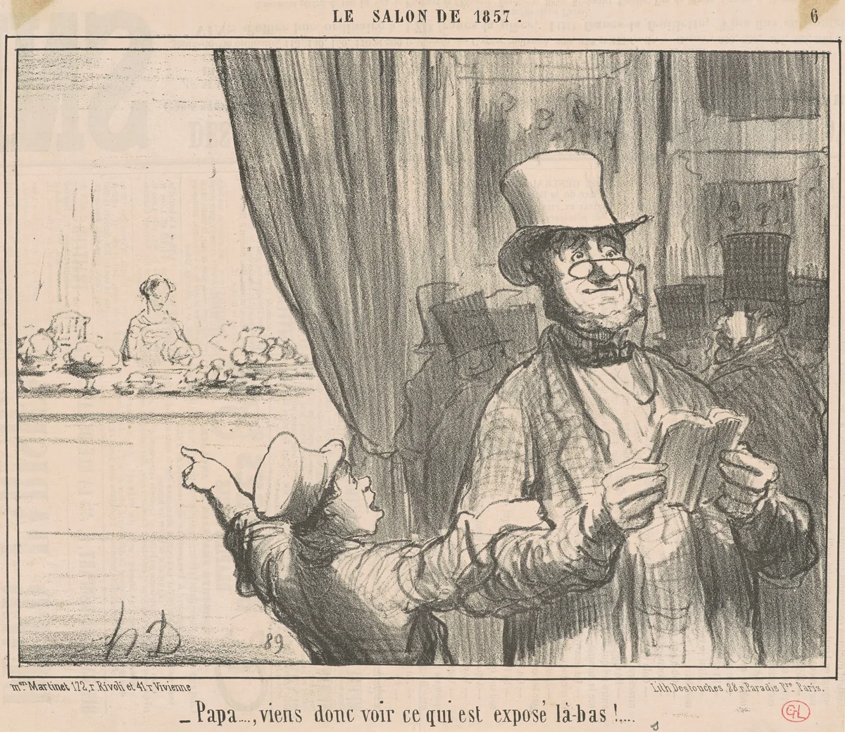 Papa ... viens donc voir ce qui est ... by Honoré Daumier, print, 1857