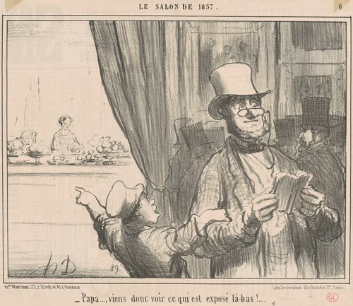 Papa ... viens donc voir ce qui est ... by Honoré Daumier, print, 1857