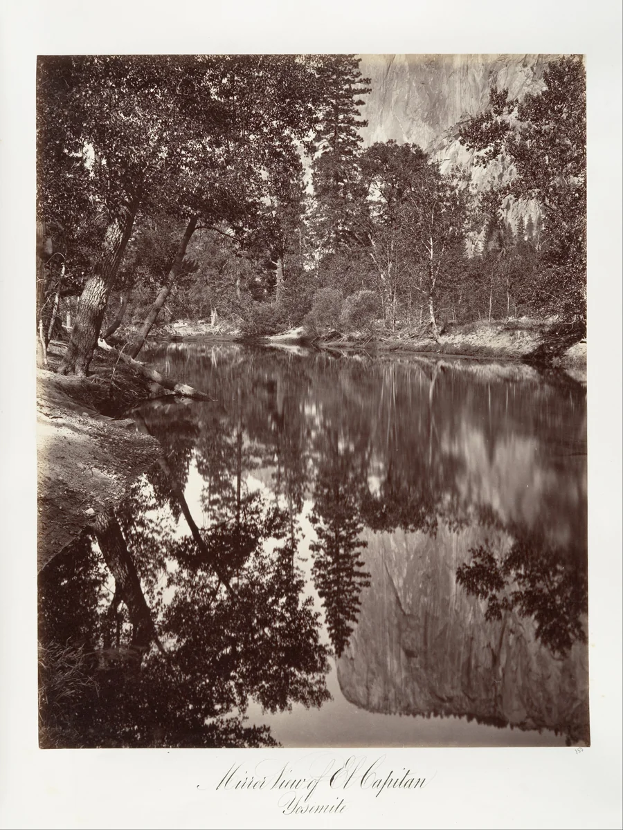 Mirror View of El Capitan, Yosemite by Carleton E. Watkins, photograph, 1870-1874