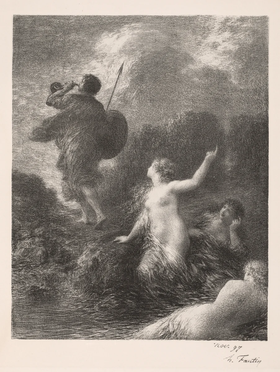 Twilight of the Gods: Siegfried and the Rhine Maidens by Henri Fantin-Latour, print, 1897
