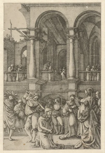 Onthoofding van Johannes de Doper by Frans Crabbe van Espleghem, print, 1490-1552