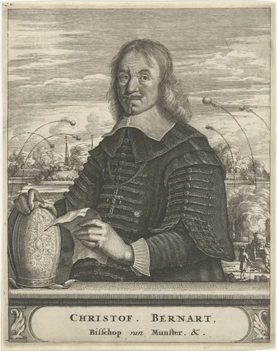 Portret van Christoph Bernhard von Galen, bisschop van Münster by Christiaan Hagen, print, 1675