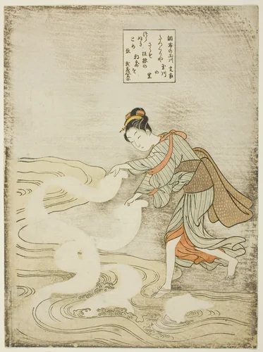 The Jewel River at Chofu (Chofu no Tamagawa), from an untitled series of Six Jewel Rivers by Suzuki Harunobu (鈴木春信), print, 1761-1770