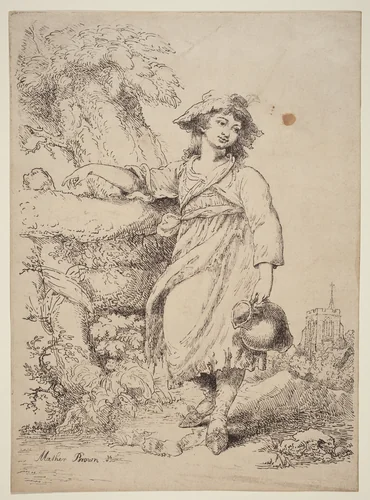 Girl with a Pitcher by Mather Brown, print, 1805-1810