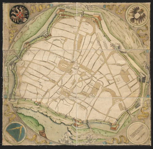 Map of Vienna by Augustin Hirschvogel, print, 1552
