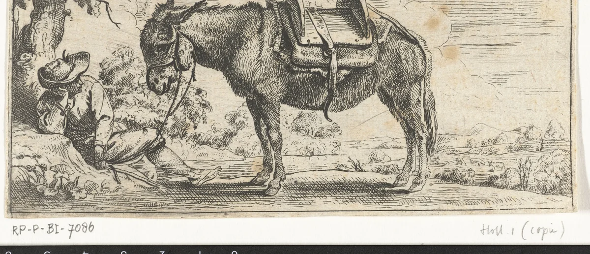 Man met ezel by anonymous, print, 1630-1680