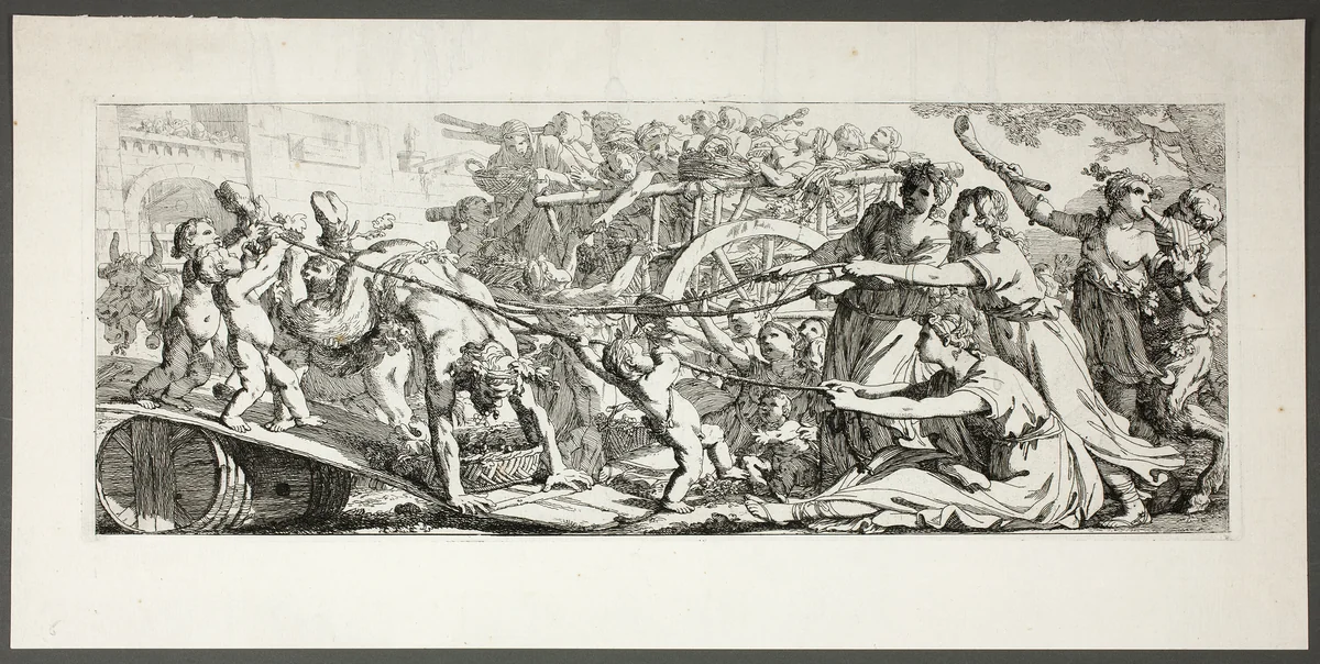 Return from the Vineyards, plate three of four from Le Travaux de la Vendange by Joseph-Marie Vien, print, 1750
