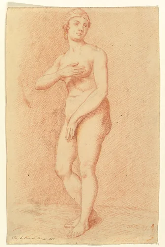 Standing Female Nude (after the Medici Venus) by Christian Daniel Rauch, drawing, 1805
