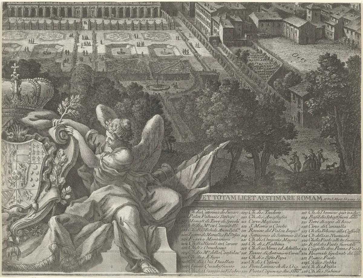Panorama van de stad Rome by Giuseppe Vasi, print, 1765