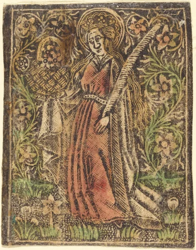 Saint Dorothy by Master of the Aachen Madonna, print, 1480