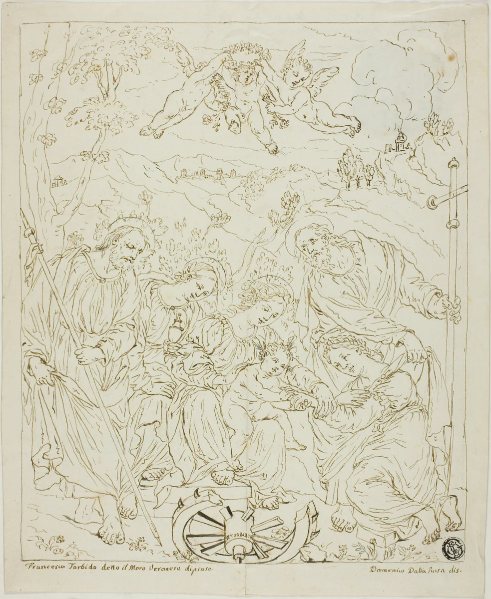 Marriage of Saint Catherine by Domenico dalla Rosa, drawing, 1798-1834