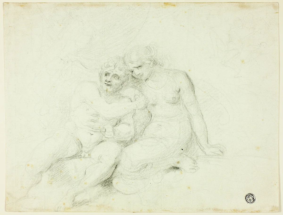 Seated Male Near Female by Johann Zoffany or Richard Cosway, drawing, 1700-1799