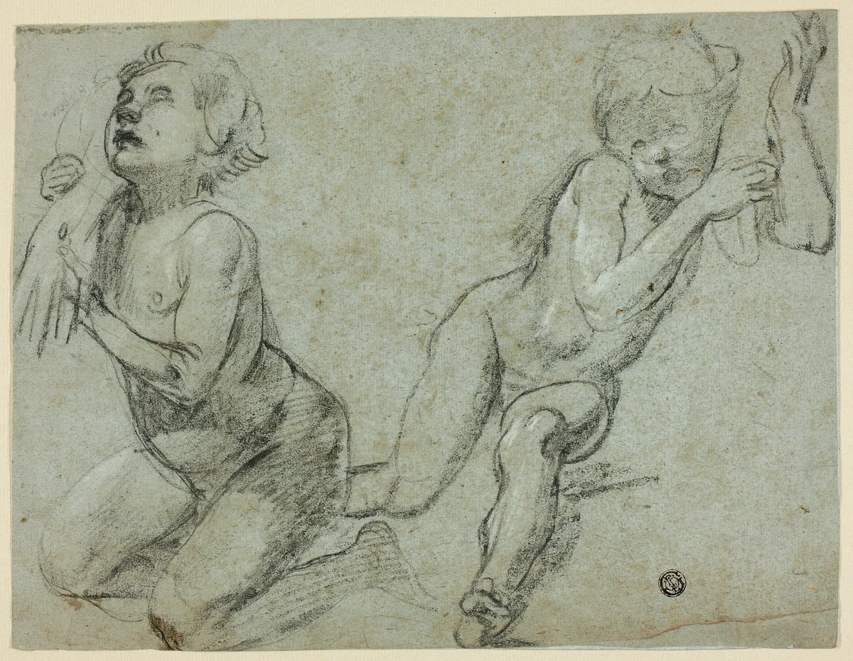 Sketches of Two Putti, One Holding Hand of Dead Christ (recto); Torso and Legs of Kneeling Figure (verso) by Alessandro Casolani
Federico Barocci
Lodovico Carracci
Ventura Salimbeni
Michelangelo Merisi da Caravaggio, drawing, 1572-1650