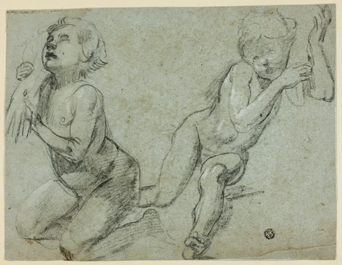 Sketches of Two Putti, One Holding Hand of Dead Christ (recto); Torso and Legs of Kneeling Figure (verso) by Alessandro Casolani
Federico Barocci
Lodovico Carracci
Ventura Salimbeni
Michelangelo Merisi da Caravaggio, drawing, 1572-1650