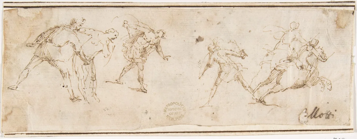 Soldiers by Francesco Allegrini, drawing, 1624-1663