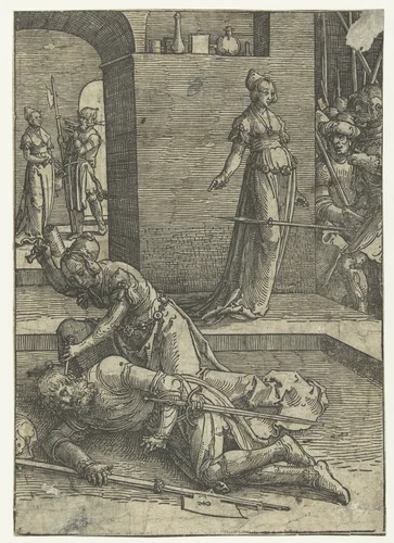Jaël doodt Sisera by Lucas van Leyden, print, 1515-1519