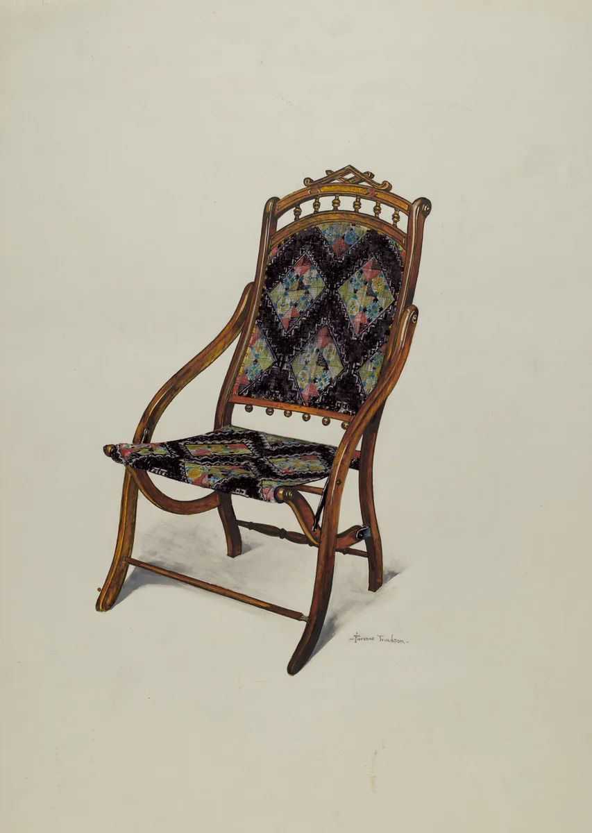 Folding Oak Chair by Florence Truelson, index of american design, 1937