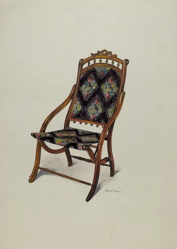Folding Oak Chair by Florence Truelson, index of american design, 1937
