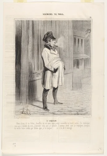 The Hired Clapper, plate 19 from "Artists and Bonvivants of Paris" by Honoré Daumier, print, 1808-1879