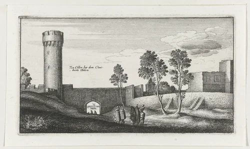 Landschap met gezicht op de stadsmuren bij Keulen by Wenceslaus Hollar, print, 1643-1644