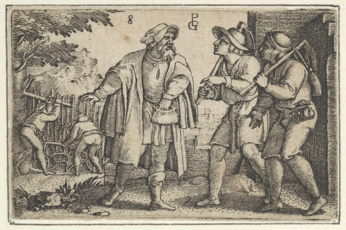 The Parable of the Father and His Two Sons in the Vineyard, from The Story of Christ by Georg Pencz, print, 1534-1535