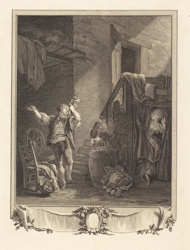 Rose et Colas by Jean-Baptiste Blaise Simonet; Pierre-Antoine Baudouin, print, 1742-1813