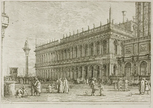 The Library, from Vedute by Canaletto, print, 1735-1744