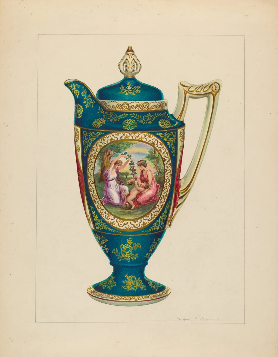 Chocolate Pitcher by Robert Schuerer, index of american design, 1937