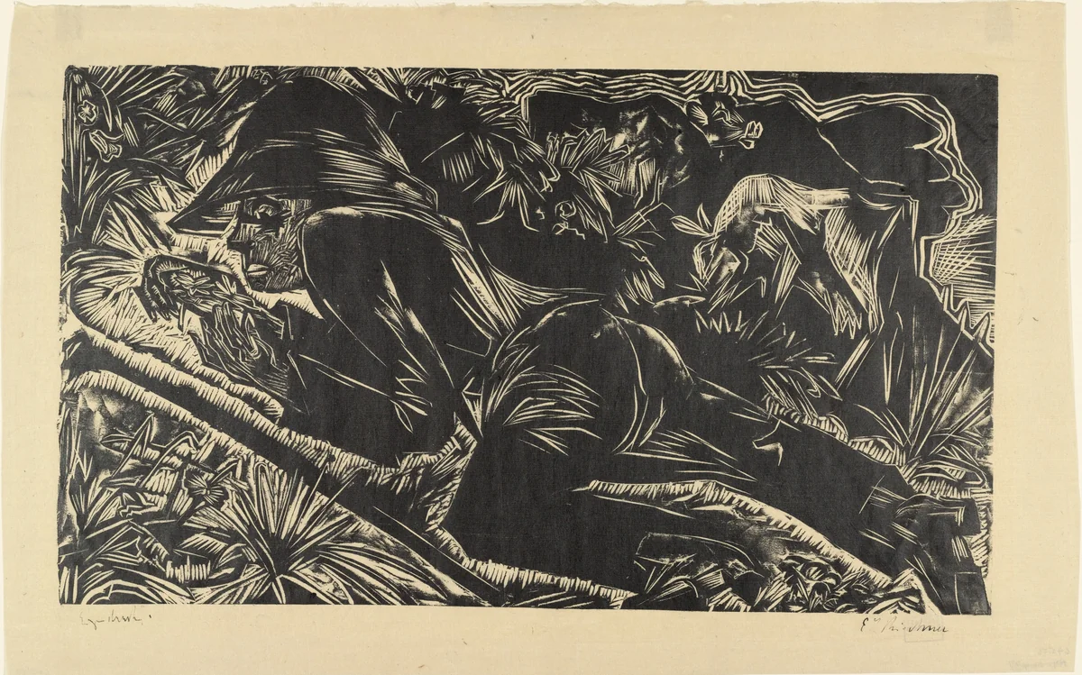 Shepherd Resting (Liegender Hirt) by Ernst Ludwig Kirchner, print, 1918