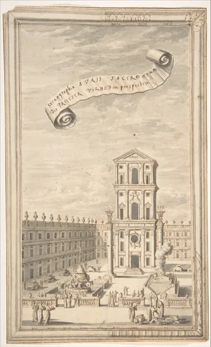 The Sacerdotal Atrium in Perspective by Johann Melchior Füssli, drawing, 1690-1736