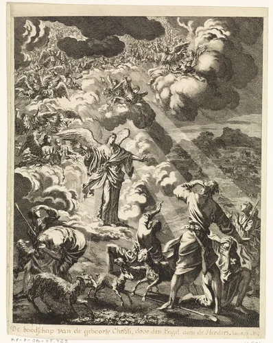 Verkondiging aan de herders by Jan Luyken, print, 1708
