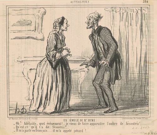 Un émule de Mr Hume by Honoré Daumier, print, 1857